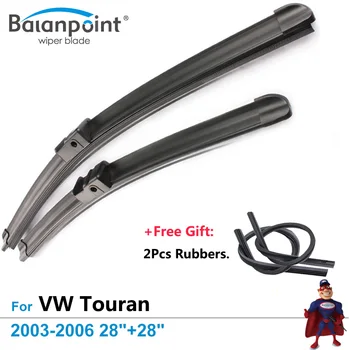 

2Pcs Wiper Blades + 2Pcs Free Rubbers for Volkswagen Touran 2003-2006 28"+28", Bracketless Wipers