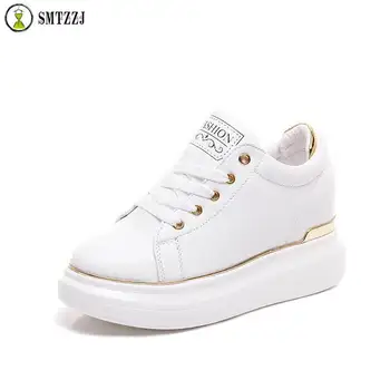 

SMTZZJ 2019 New increase Low-Out White shoes Women Student Sweet Gold Silver Breathable Sneakers Flats Soft Bottom Ankle Shoes