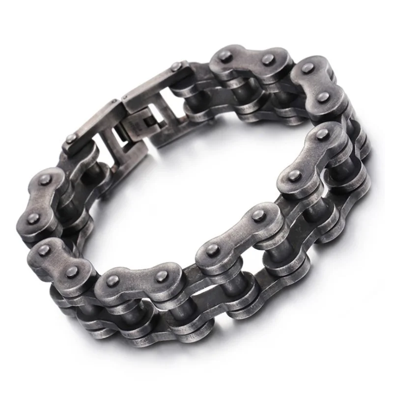 

18mm/22mm Punk Brushed Bike Chain Bracelet Black Motorcycle Biker Bicycle Chain Men Bracelet Male 316L Stainless Steel Bangle