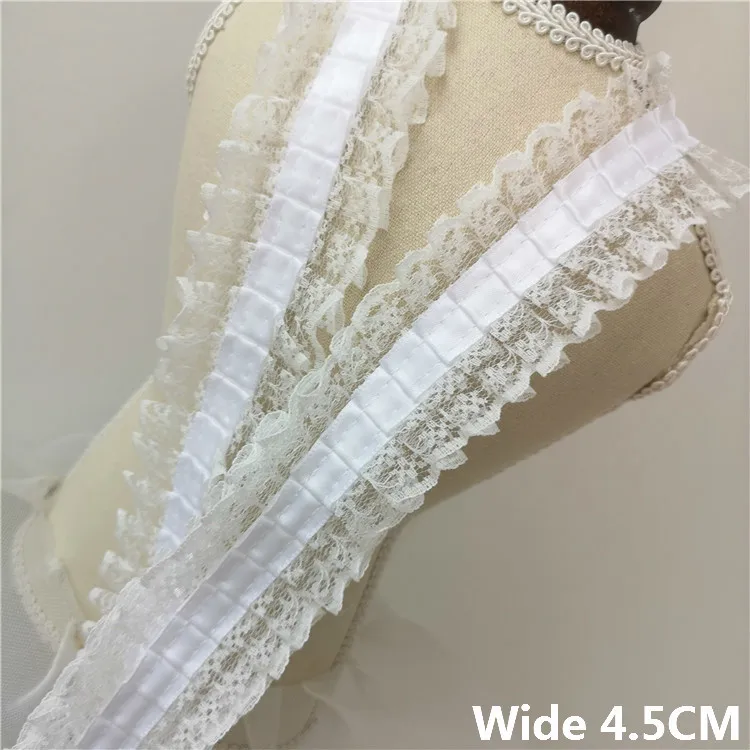 4.5CM Wide Luxury Satin Chiffon Lace Guipure Fabric Collar Trim Embroidery Ribbon For DIY Wedding Clothing Sewing Supplies | Дом и сад