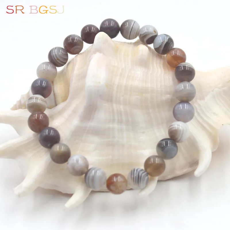 

Free Shipping 6 8 10mm Round Botswana Agates Agat Gems Blue Natural Stone Stretchy Women Bracelet 7" 7.5" 8"