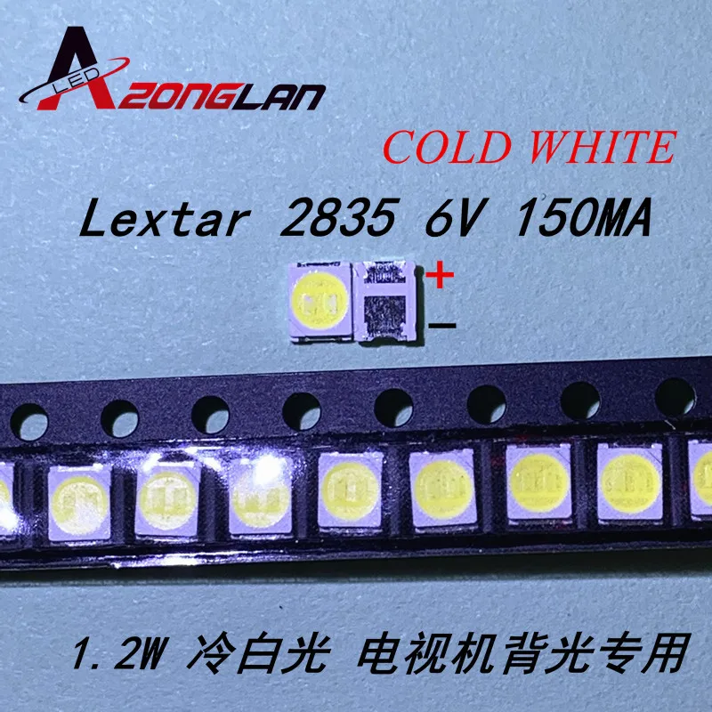 200 шт. LEXTAR 2835 3528 1210 6 в 2 Вт SMD светодиодный для ремонта ТВ ПОДСВЕТКА холодный белый ЖК-дисплей подсветка светодиодный