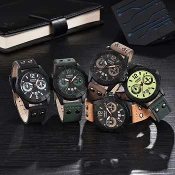 

Gofuly 2020 New Men's Fashion Leather Stainless Steel Sport Analog Quartz Wrist Watch Waterproof Dropshipping