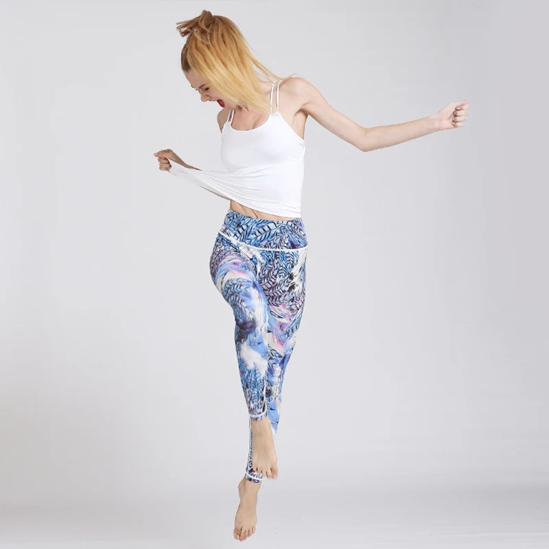 Women Sexy Yoga Pants Printed Dry Fit Sport Pants Elastic Fitness Gym Pants Workout Running Tight Sport Leggings Female Trousers (10)