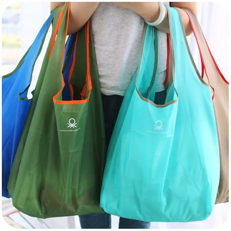 wholesale 500pcs/lot Eco Reusable foldable polyester Shopping bags supermarket waterproof ...