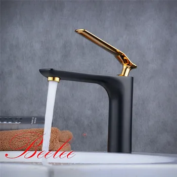 

Novelty Black Gold Faucet Hot And Cold Water mixer Tap For toilet Modern Bathroom Copper Basin Tap Faucet Lavatory sink Faucet