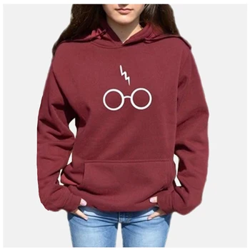 Red Sweatshirt Glass Fashion Hoodie Witch Women Black Poleron Mujer 2019 Kangaroo Pocket Hoodie Festival Rave Magic Hoodie Punk ombre topstitched pocket design hoodie