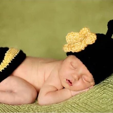 Kawaii желтого цвета с цветочным принтом пчела одежда для малышей от 0 до 3 месяцев, реквизит для фотографирования новорожденных, головные уборы для «кроше» для маленьких девочек, костюм аксессуары