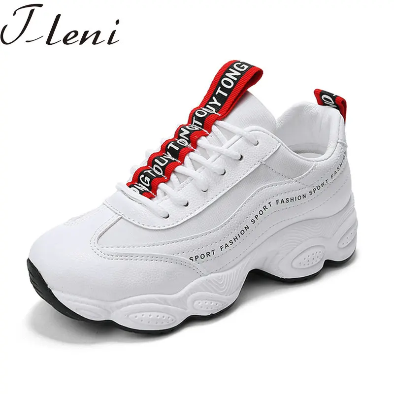 Tleni Women Sneakers 2018 New Arrival Running Shoes For Woman PU Comfortable White Shoes Woman Sport Shoe Fitness Female ZX-211