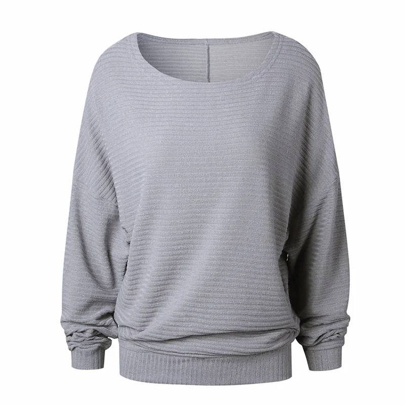 Jocoo Jolee женский осенне-зимний свитер с рукавом «летучая мышь», Женский пуловер, повседневный Свободный вязаный теплый джемпер, топы с карманами, сексуальные свитера - Цвет: Gray