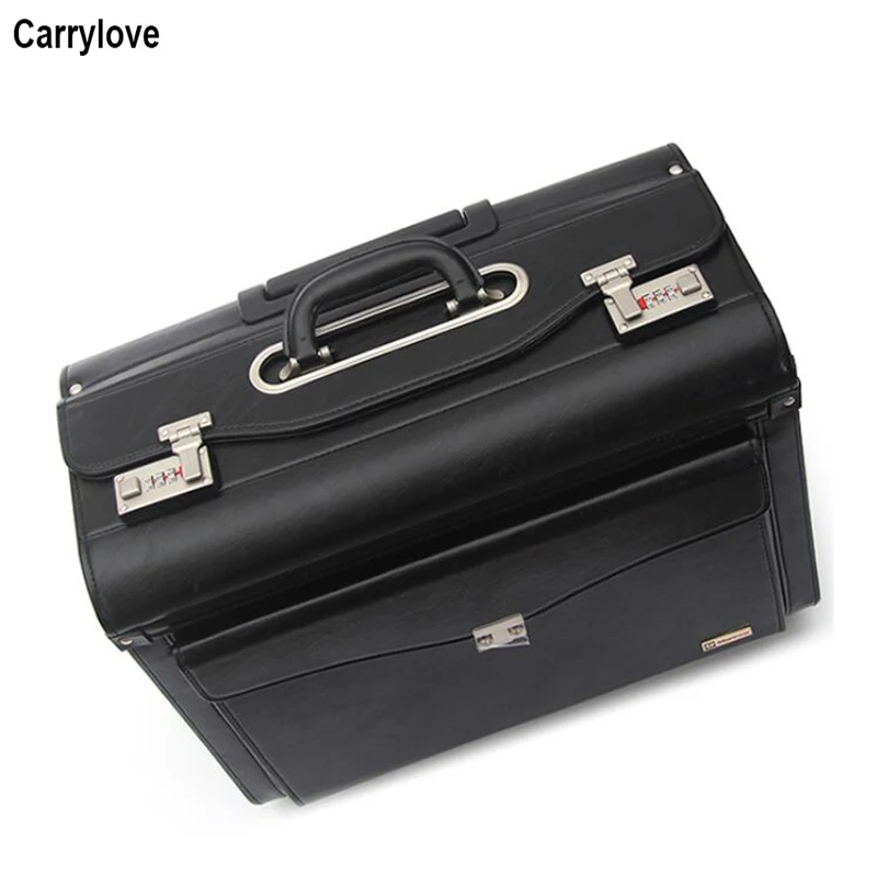 CARRYLOVE 1" дюймов пилот кожаная дорожная сумка чемодан бизнес ручной Багаж для воздушной команды - Цвет: Update style