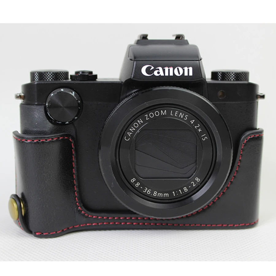 Free Shipping Factory Digital Camera Half Body Bag Case PU Leather Case