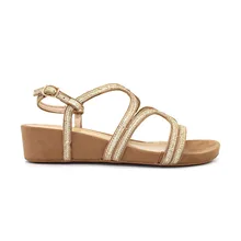 

Ladies Wedges Gladiator Comfy Open-Toe Strappy Golden Black Bohemia Roman Sandals Shoes