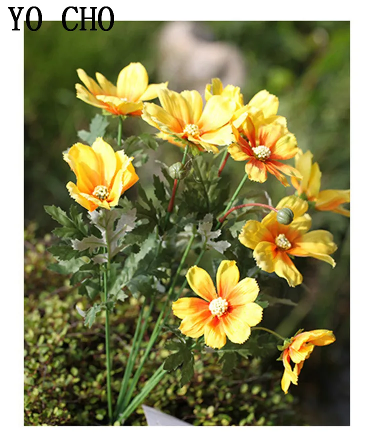 Artificial flowers cosmos autumn 5 branch small daisy wedding silk flowers decoration for home  garden flower bouquet (2)