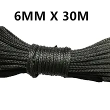 6 мм x 30 м синтетический трос лебедки кабель UHMWPE плазменной веревки с оболочкой автомобильные аксессуары