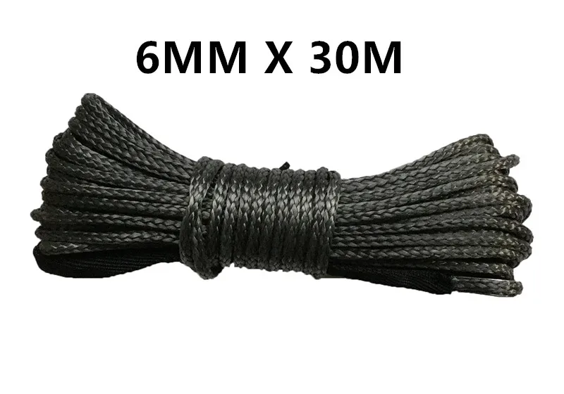 

free shipping 6mm x 30m synthetic winch lines uhmwpe cable plasma rope with sheath car accessories