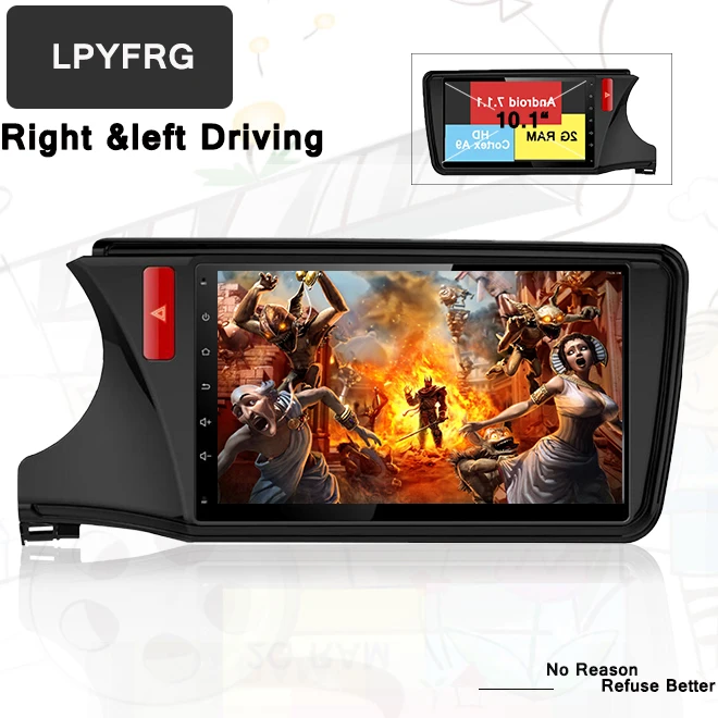 Discount 10.1" Android 9.0 Car GPS Player Navi for Honda City 2014-2018 with 4+64G Octa Core Stereo Multimedia No DVD Head Unit Bluetooth 5