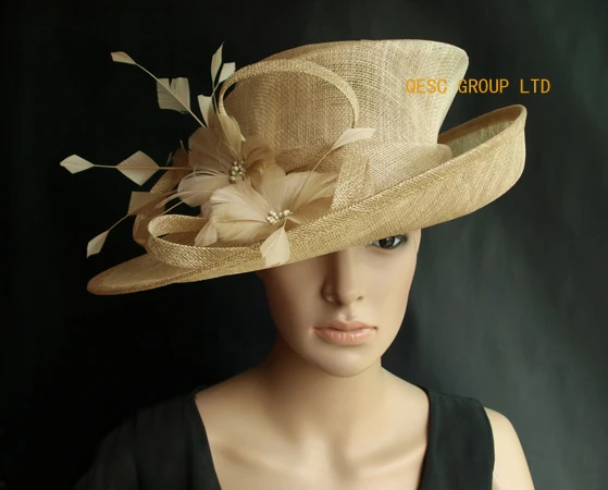 beige wedding hats