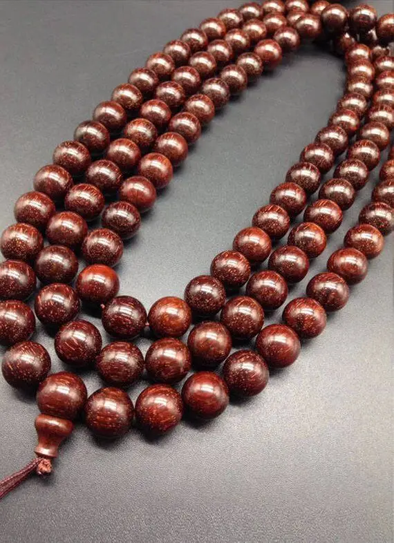 

8mm/10mm Natural India Red Sandalwood Beads Grade AAA High-density 108 Mala Beads Prayer Bracelet or Necklace DIY Accessories