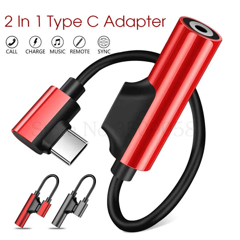 

Usb Type C Adapter Charger Audio Cable 2 In 1 Type-C To 3.5mm Jack Headphone Aux Converter for Xiaomi mi 9 Huawei p30 pro lite