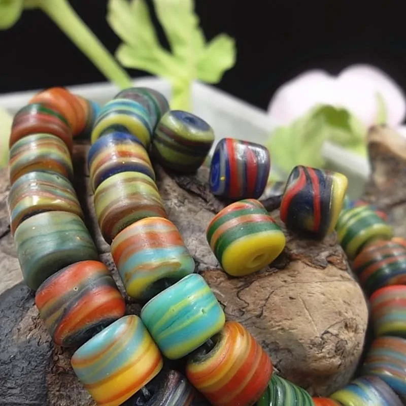 

10pcs/lot Colorful Vintage Lampwork Glass Beads 10x8mm Tibetan Style Barrel Charm Beads DIY Necklace Bracelets Jewelry Making