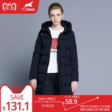 ICEbear 2018 Women Quilted Parkas Women Bilateral Pocket Thick Hooded Windproof Warm Knitted Windproof Cuffs 17G666D