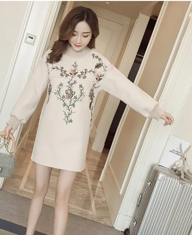 

Embroidery Maternity dress spring long sleeve casual flowers autumn clothing pregnant women wearing 1LDDS-56R [Eleven Story]