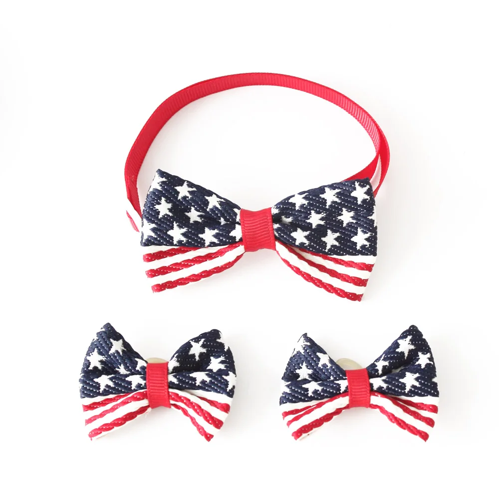 

Handmade Dog Bow Tie Striped Pentagram Pattern Dog Grooming Hair Bow 6020005 Pet Accessories