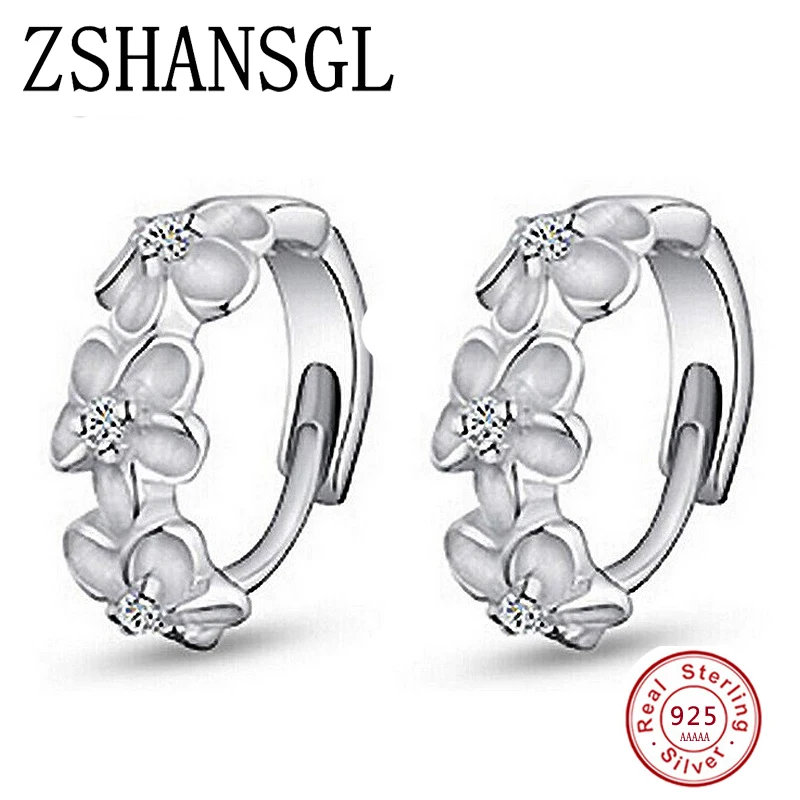

38% Off Crystal Earring Men white gold Jewelry Women flower Earings Accessories Wedding Plata Stud Earrings with S925 stamp