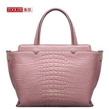ZOOLER New 2016 arrival genuine leather handbag pink capacity Trapeze woman fashion bags Alligator pattern shoulder bag#AEJ-1312