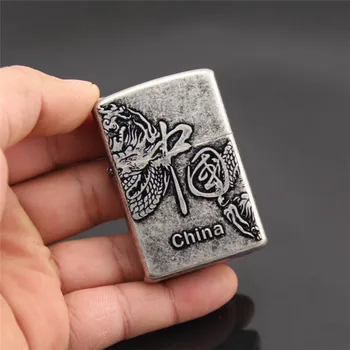 

Chinese dragon 1 anaglyph silver pure copper high-grade kerosene lighter, high-end gifts. Father's day gift