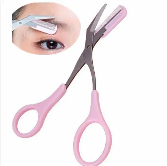 

Girl Lady Pink Eyebrow Trimmer Eyelash Thinning Shaving Comb Eyelash Hair Clips Scissors Shaper Eyebrow Grooming Cosmetic Tool