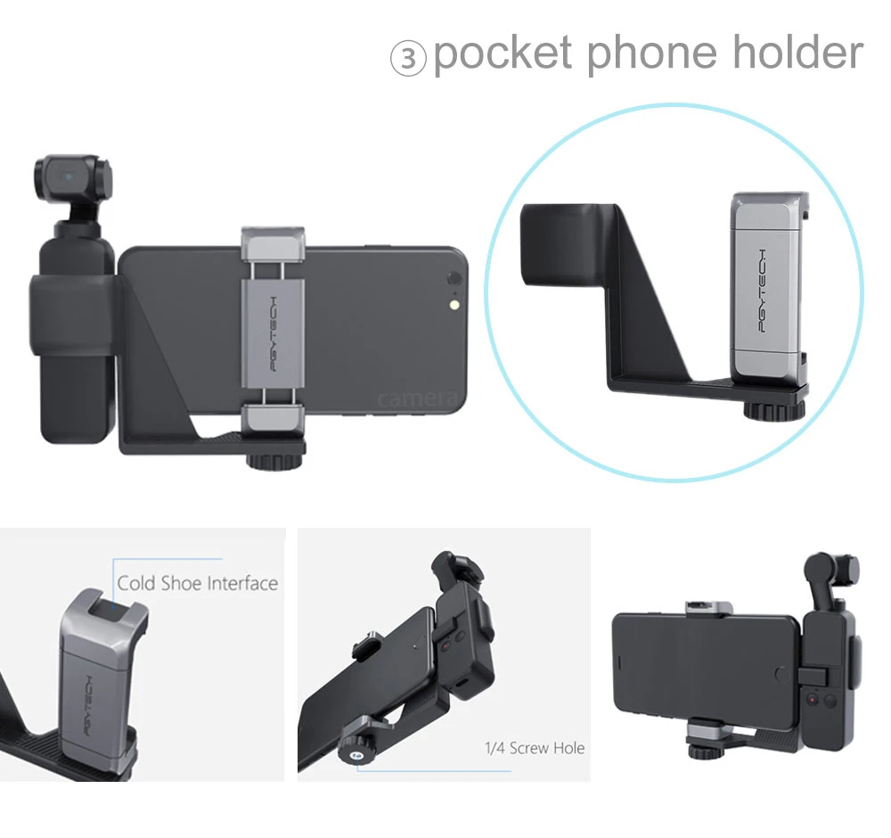  Optional 3.5mm Mic Adapter PGYTECH Smartphone Mount Cold Shoe Mount 49 LED Light Microphone For DJI
