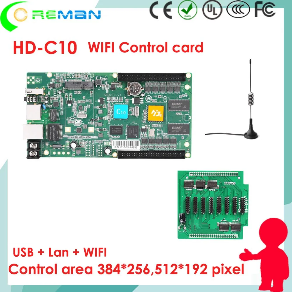 HD C10 WI-FI светодиодная вывеска контрольная карта для внутреннего и наружного спорта P2.5 P3 P4 P5 P6 P8 P10 P6.67/USB LAN WI-FI светодиодный контроллер для светодиодной панелью