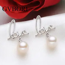 Любовь Серьги GVBORI идеальный круг натуральный пресноводный раскаты стерлингового серебра 925 пробы красивая/Элегантные Для женщин Серьги
