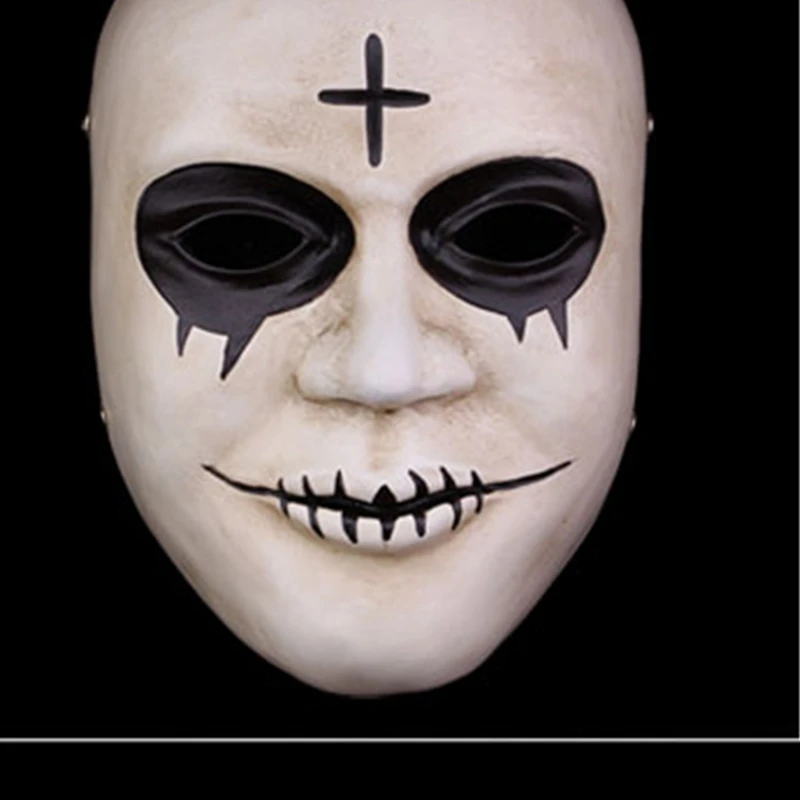 Horor Clown Cross pryskyřice masky Full Face Halloween Maškarní kostým Cosplay rekvizity čistící maska ​​s box dospělé velikosti