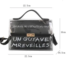 

Fashion Women Transparent Bag New Clear PVC Jelly Tote Casual Messenger Bags Letter Cross Body Shoulder Phone Purse Hot Sale