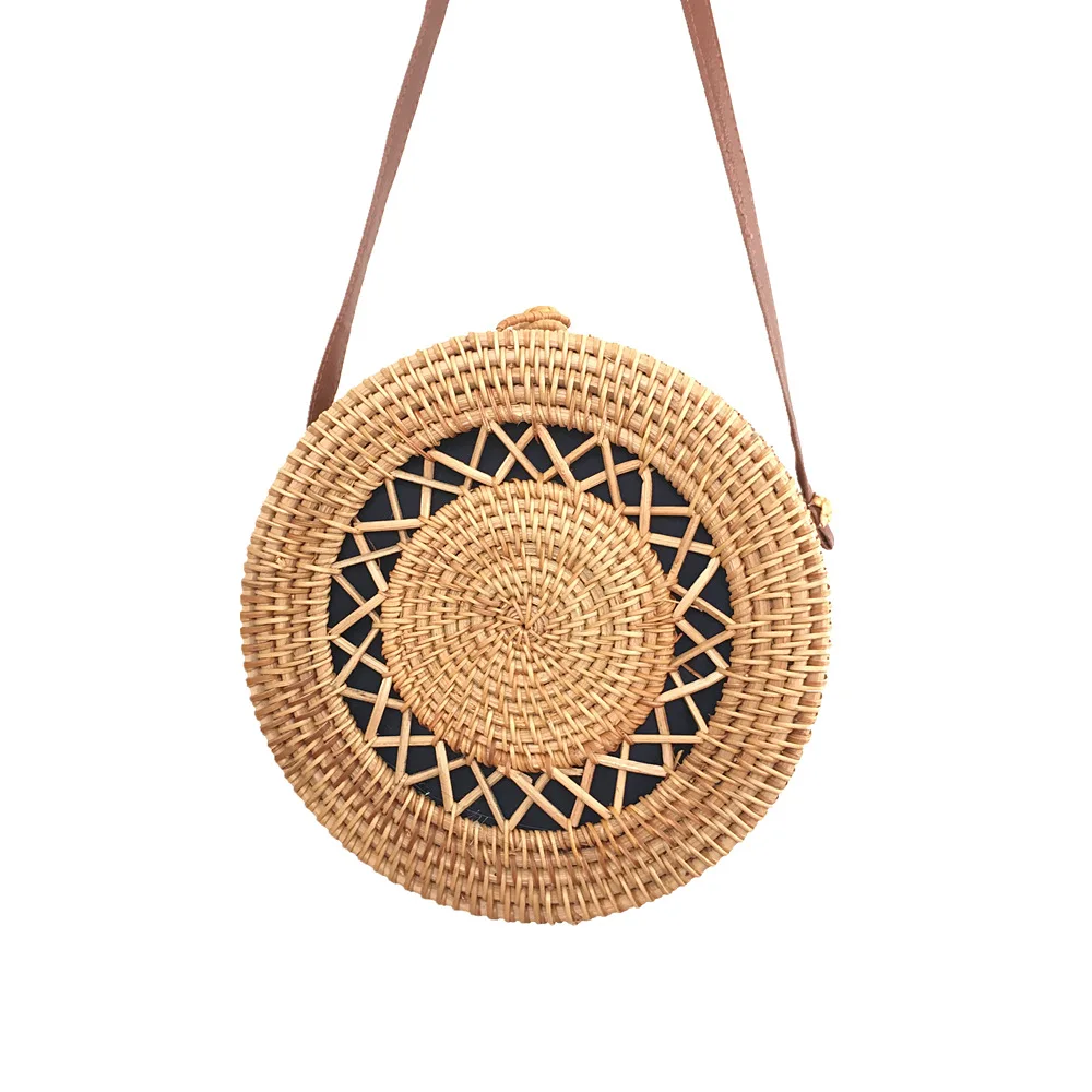 

Pentagram hollow female handbag handmade straw bag Bohemian summer round diagonal beach bag series ins Bali 2019 new listing