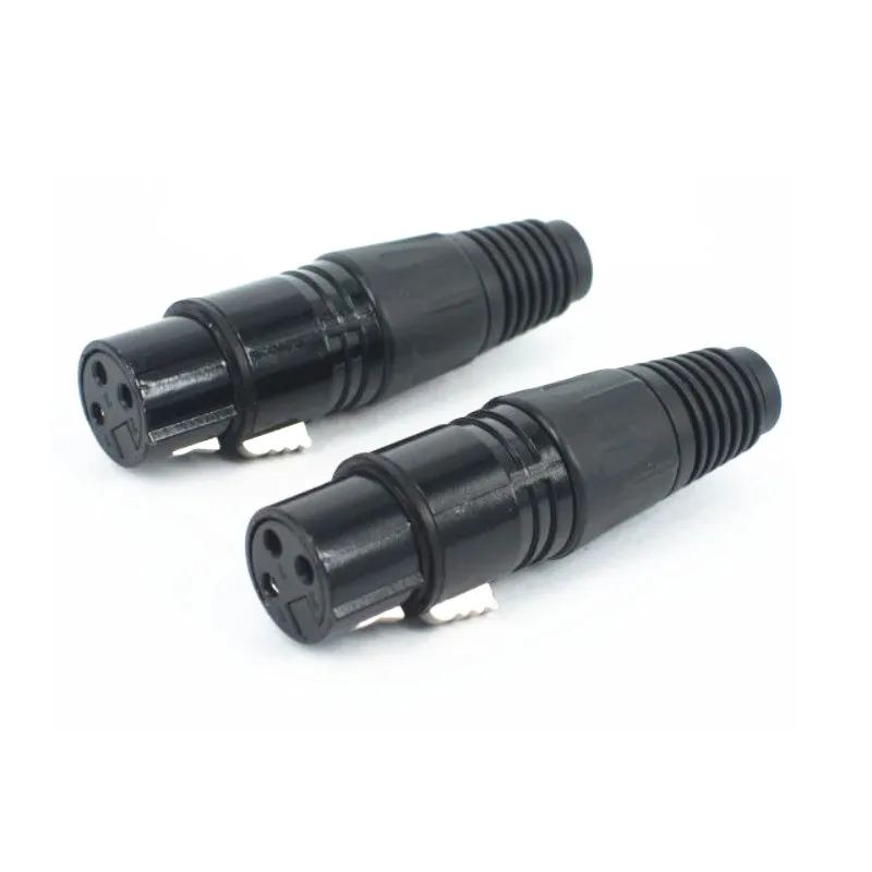 Prix 5 pcs lot Audio Câble Connecteur Noir Couleur 3pin XLR MIC Connecteur Femelle