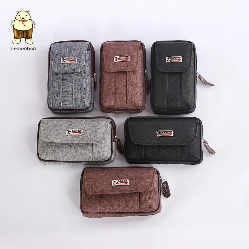 

Beibaobao 2019 New Fashion Style Canvas Men's Waist bag Horizontal And Vertical Models Put Mobile Phone Matching Belt CE3534