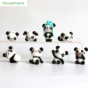 

8pcs/lot 2-4cm Cut Panda Moss Micro Landscape Cake Decorating Accessories New Year Gift For Kids Decoration for Home