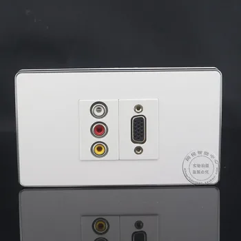 

120MM Wall Face Plate 3RCA AV Audio + VGA Jack Outlet Socket Assorted Panel Faceplate