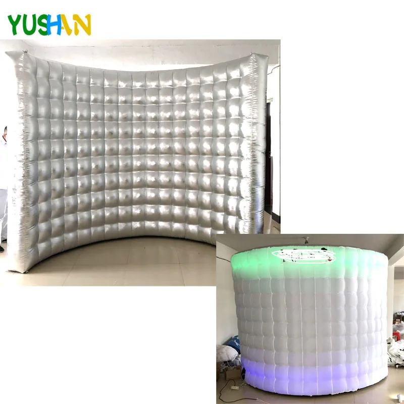 

Custom Portable Inflatable Wall Backdrops LED Wall Strip on top and bottom Silver with white color Wall backdrop for Any Events