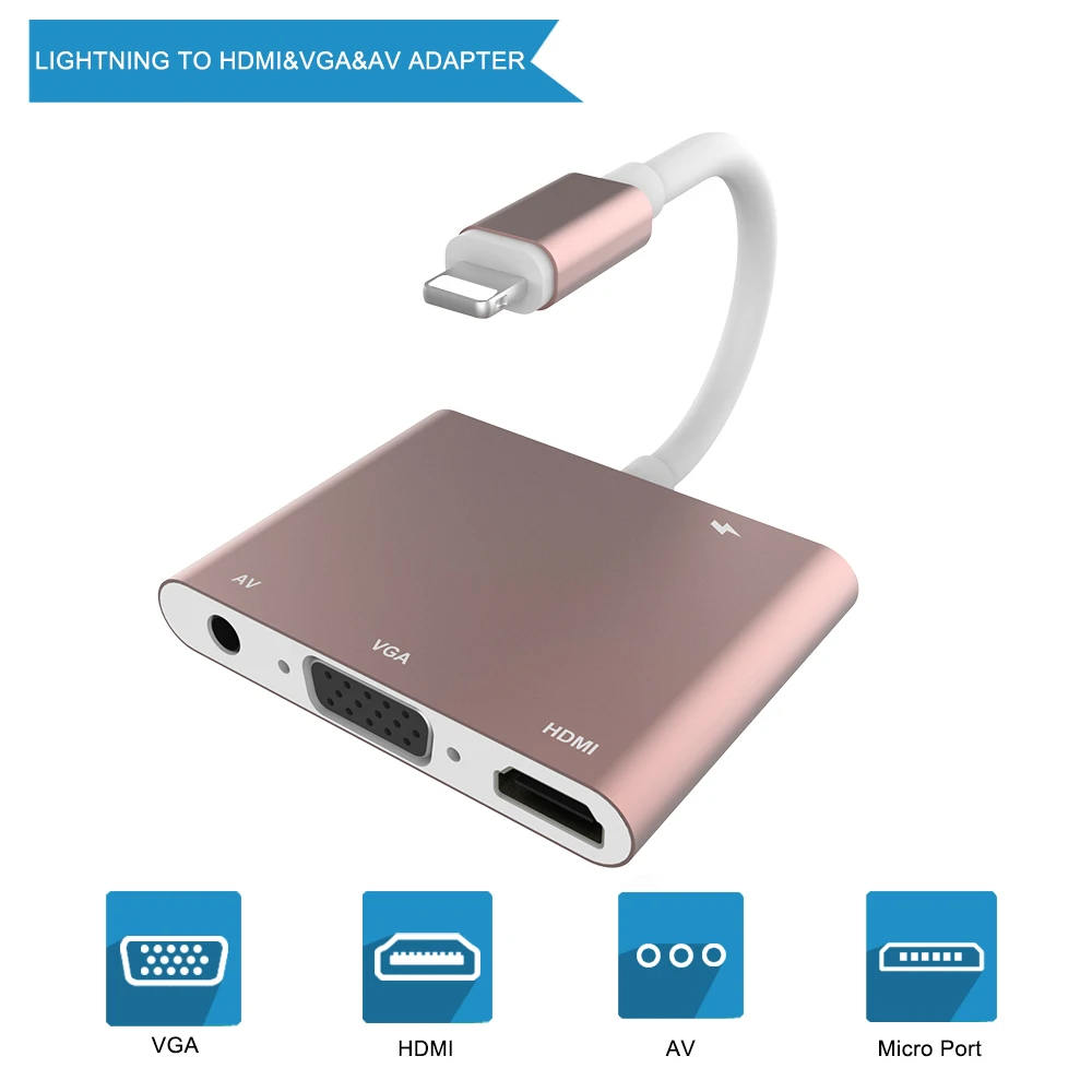 

10X HDTV Adaptor Cable For Lightning to HDMI VGA AV Audio Vedio Adapter Cable For iPhone x XR XS 8 7 6plus For iPad Air/mini/pro