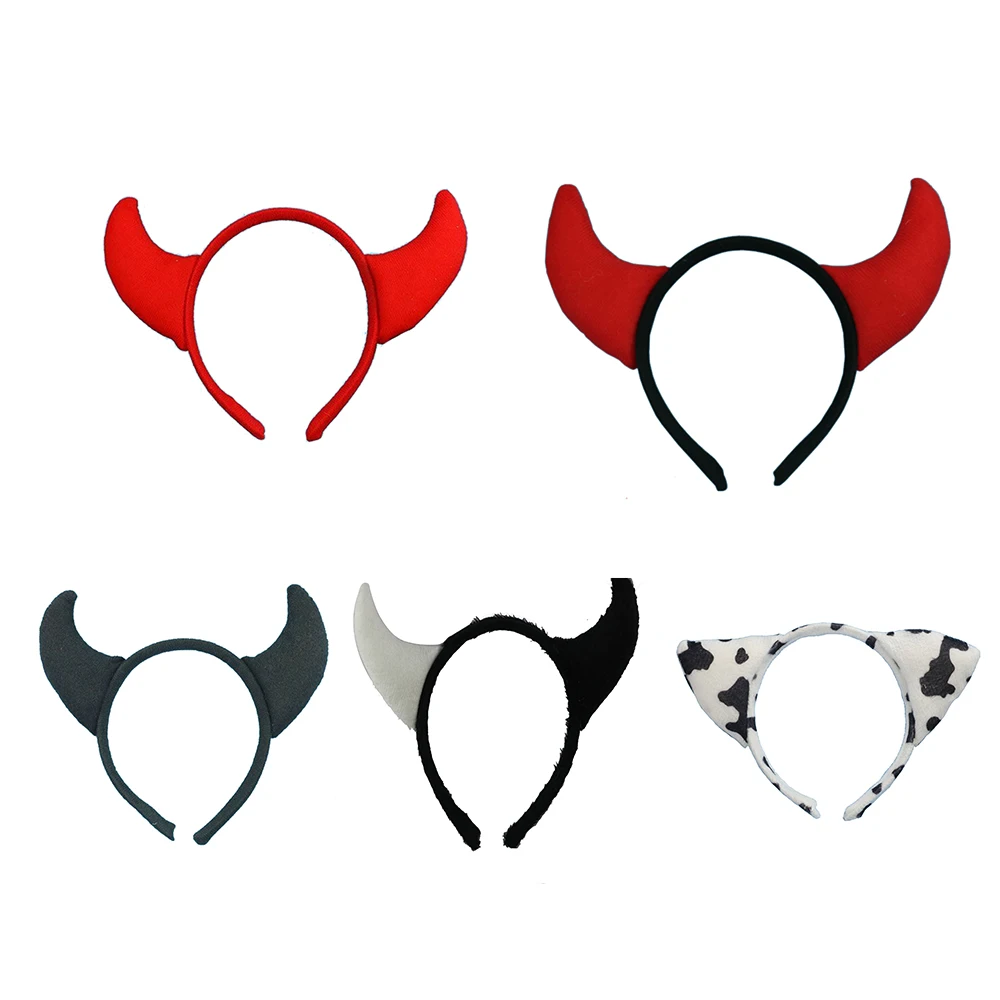 5 Pcs Fashion Devil Horn Headband Ox Horn Headwear Halloween Wedding