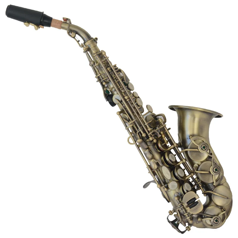 Antique Soprano Saxophone Bb Curved Sax High F With Case Antique Copper simulation Soprano