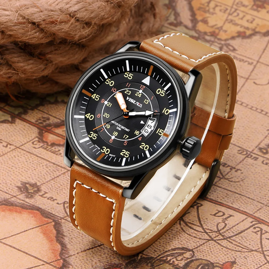 YISUYA Top Men's Watches Date Japan Quartz Watch Male Genuine Leather Sports Military Army Tactical Wristwatch erkek kol saati  (12)