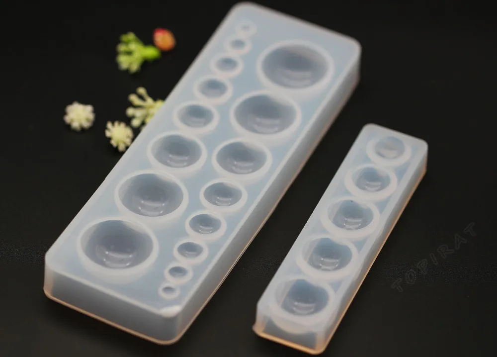 1pcs 2 Types Flat Round Beads UV Resin Mold Jewelry Liquid Silicone