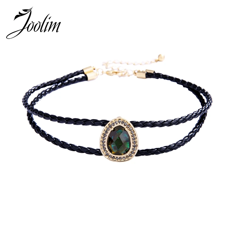 

JOOLIM Classic Braided 2 Rows Choker Necklace Black Cream Color Knitted Woven Choker Necklace Jewelry Wholesale Free shipping