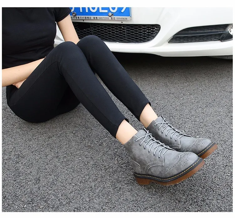 Ботинки; сезон осень-зима; женские дизайнерские ботинки с перфорацией типа «броги»; женские ботильоны-оксфорды на шнуровке; зимние ботинки из натуральной кожи на меху; большой размер 43